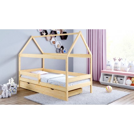 Cama de madera de pino macizo Casita 180x80 cm