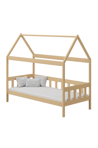 Cama infantil de madera de pino macizo Casita 180x80 cm