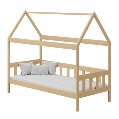 Cama infantil de madera de pino macizo Casita 180x80 cm