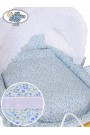 Cuna moisés bebé de mimbre Vintage Retro - Blanco-Azul