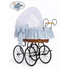 Cuna moisés bebé de mimbre Vintage Retro - Blanco-Azul