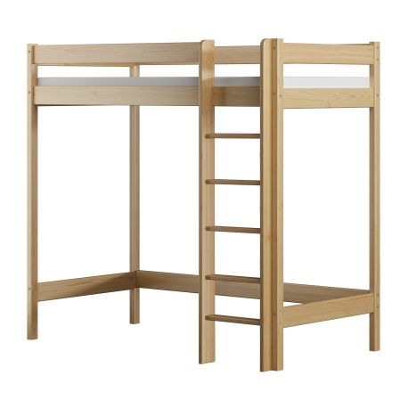 Cama alta de madera de pino macizo