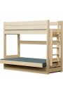 Cama litera de madera maciza Carlos con cajón y colchones 180x80 cm