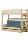 Cama litera de madera maciza Carlos con cajón y colchones 180x80 cm