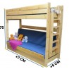 Cama litera de madera maciza Carlos con cajón y colchones 200x90 cm