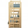 Cama litera de madera maciza Fabio con colchones 180x80 y 180x110 cm