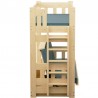 Cama litera de madera maciza Fabio con colchones 180x80 y 180x110 cm
