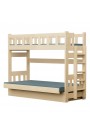 Cama litera de madera maciza Fabio con colchones 180x80 y 180x110 cm