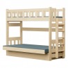 Cama litera de madera maciza Fabio con colchones 180x80 y 180x110 cm