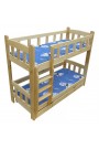 Cama litera de madera maciza Inez con cajón y colchones 180x80 cm