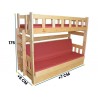 Cama litera de madera maciza Fabio con colchones 200x90 y 200x120 cm