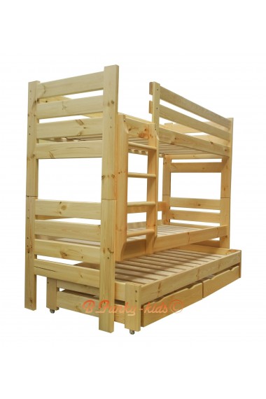 Cama litera con cama nido Gustavo 3 con cajones y colchones 180x80 cm