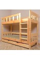 Cama litera de madera maciza Inez con cajón y colchones 200x80 cm