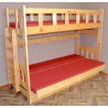 Cama litera de madera maciza Fabio con colchones 180x80 y 180x110 cm